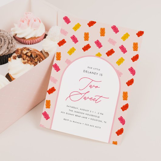 Zwei süße Bonbons Gummy Bären Girls zum zweiten Ge Einladung