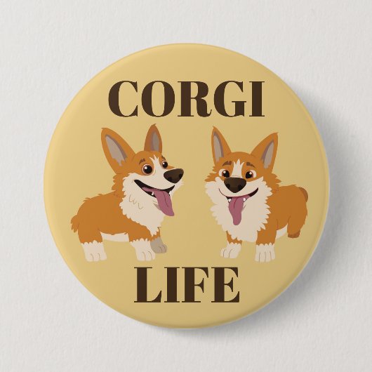 Zwei süße Corgi-Hunde-Button Button (Vorderseite)