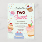 Zwei süße Cupcake mit Streuseln 2. Geburtstag Mädc Postkarte (Vorderseite)