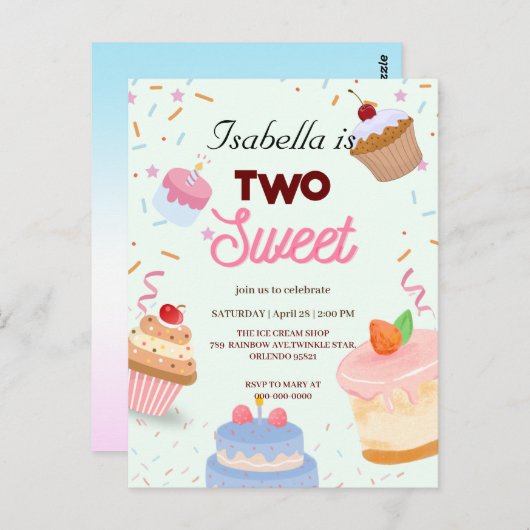 Zwei süße Cupcake Sprinkle Postkarte (Vorne/Hinten)