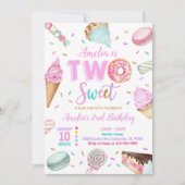 Zwei süße Dessert Donut Geburtstag Einladung (Vorderseite)