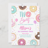 Zwei süße Donut-Wasserfarbenmädchen zum zweiten Ge Einladung (Vorderseite)