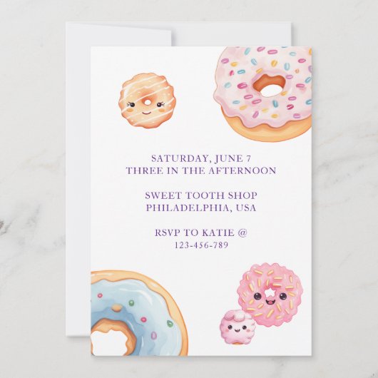 Zwei süße Donut zum Geburtstag Einladung (Rückseite)