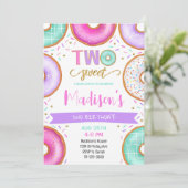 Zwei süße Donuts 2. Geburtstag Einladung (Stehend Vorderseite)