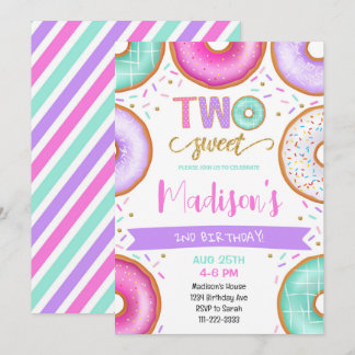 Zwei süße Donuts 2. Geburtstag Einladung
