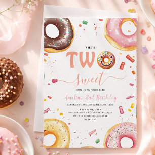 Zwei süße Donuts 2. Geburtstag Party Einladung