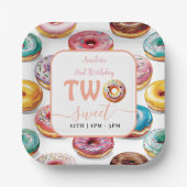 Zwei süße Donuts 2. Geburtstag Party Pappteller (Vorderseite)
