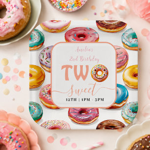 Zwei süße Donuts 2. Geburtstag Party Pappteller