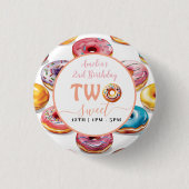 Zwei süße Donuts 2. Geburtstagsfeier Button (Vorderseite)