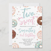 Zwei süße Donuts Wasserfarbenmädchen zum zweiten G Einladung (Vorderseite)