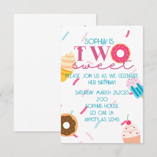 ZWEI süße Einladung (Vorne/Hinten)