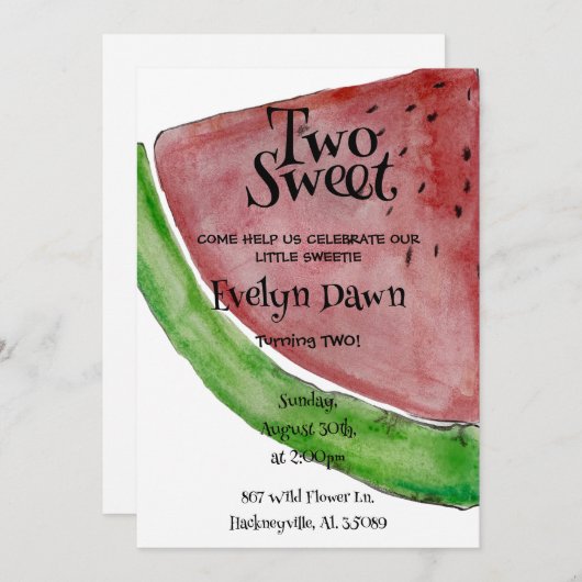 Zwei süße Einladung zum Geburtstag (Vorne/Hinten)