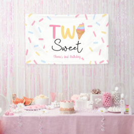 Zwei süße Eiscreme Zweites Geburtstags-Party Banner