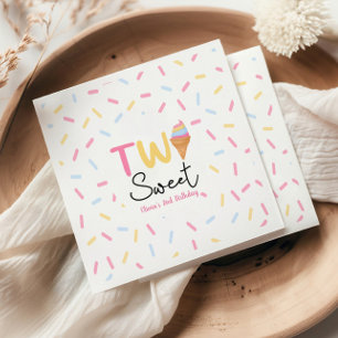 Zwei süße Eiscreme Zweites Geburtstags-Party Serviette