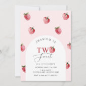 Zwei süße Erdbeere 2. Geburtstag Einladung (Vorderseite)