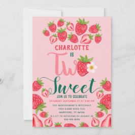 Zwei süße Erdbeere drehen zwei Geburtstagsparty Einladung
