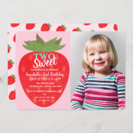 Zwei süße Erdbeere Kinder Zweites Foto Einladung