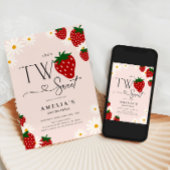 Zwei süße Erdbeeren 2. Geburtstag Einladung