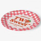 Zwei süße Erdbeeren Früchte 2. Geburtstag Party Pappteller (Schrägansicht)