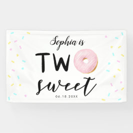 Zwei süße farbenfrohe Donut 2. Geburtstag Party Banner