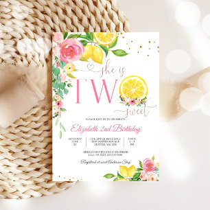 Zwei süße florale Lemon Birthday-Einladung Einladung
