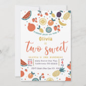 Zwei süße Frucht 2. Geburtstag Party Einladung (Vorderseite)