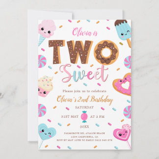 Zwei süße Geburtstage | 2. Geburtstagsmädchen Donu Einladung