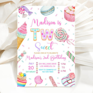 Zwei süße Geburtstagseinladung, Candy Sweet 2. Geb Einladung
