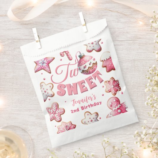 Zwei süße Girl Pink Cookie Weihnachten 2. Geburtst Geschenktütchen (Ausgeschnitten)