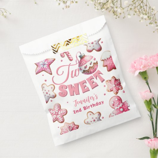Zwei süße Girl Pink Cookie Weihnachten 2. Geburtst Geschenktütchen (Versiegelt)