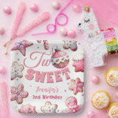 Zwei süße Girl Pink Cookie Weihnachten 2. Geburtst Pappteller (Party)