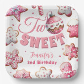 Zwei süße Girl Pink Cookie Weihnachten 2. Geburtst Pappteller (Vorderseite)