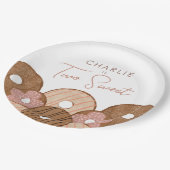 Zwei süße Girls Donut zum Geburtstag Pappteller (Schrägansicht)