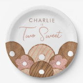 Zwei süße Girls Donut zum Geburtstag Pappteller (Vorderseite)