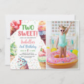 Zwei süße Girls Ice Cream 2. Geburtstag Einladung (Vorderseite)