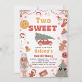 Zwei süße Groovy Weihnachten 2. Geburtstag Einladu Einladung (Vorderseite)