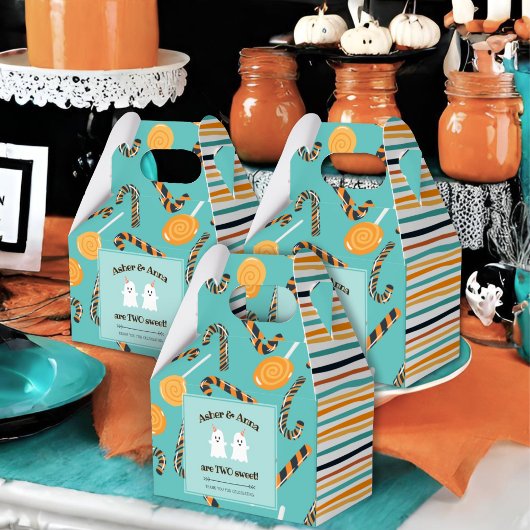 Zwei süße Halloween Candy Ghost Twins Geburtstag Geschenkschachtel