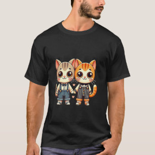 Zwei süße Katzenfreunde halten Händchen T-Shirt