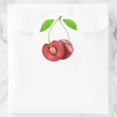 Zwei süße Kirschen Runder Aufkleber (Tasche)