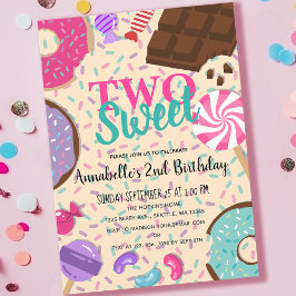 Zwei süße Leckereien Niedliche Kinder Zweiten Gebu Einladung