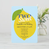 Zwei süße Lemon Kinder zum zweiten Geburtstag Einladung (Stehend Vorderseite)