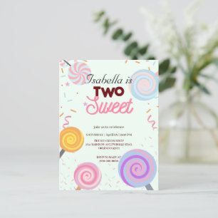 Zwei süße Lollipop Sprinkles 2. Geburtstagsmädchen Postkarte