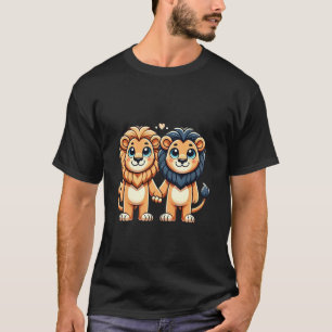 Zwei süße Löwenfreunde halten Händchen T-Shirt