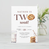 Zwei süße Milch und Kekse 2. Geburtstag Einladung (Stehend Vorderseite)