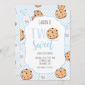 Zwei süße Milch und Kekse blauer Junge 2. Geburtst Einladung (Vorne/Hinten)