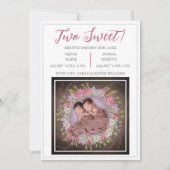 Zwei süße, Niedlich rosa, moderne Zwillingsmädchen Ankündigung (Vorderseite)