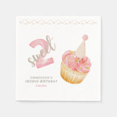 Zwei süße niedliche Cupcake 2. Geburtstag Serviette (Vorderseite)