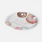 Zwei süße niedliche Donut 2. Geburtstag Pappteller (Schrägansicht)
