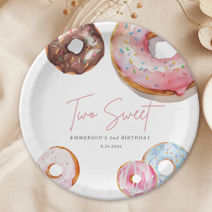 Zwei süße niedliche Donut 2. Geburtstag Pappteller