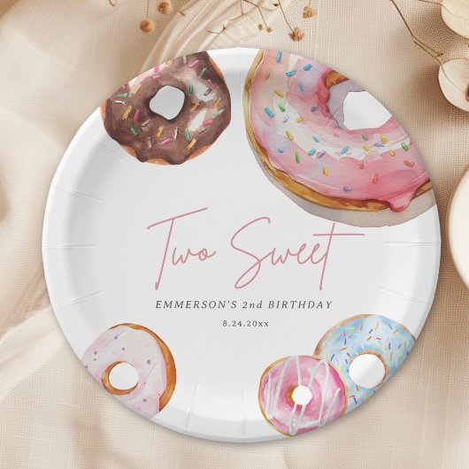 Zwei süße niedliche Donut 2. Geburtstag Pappteller